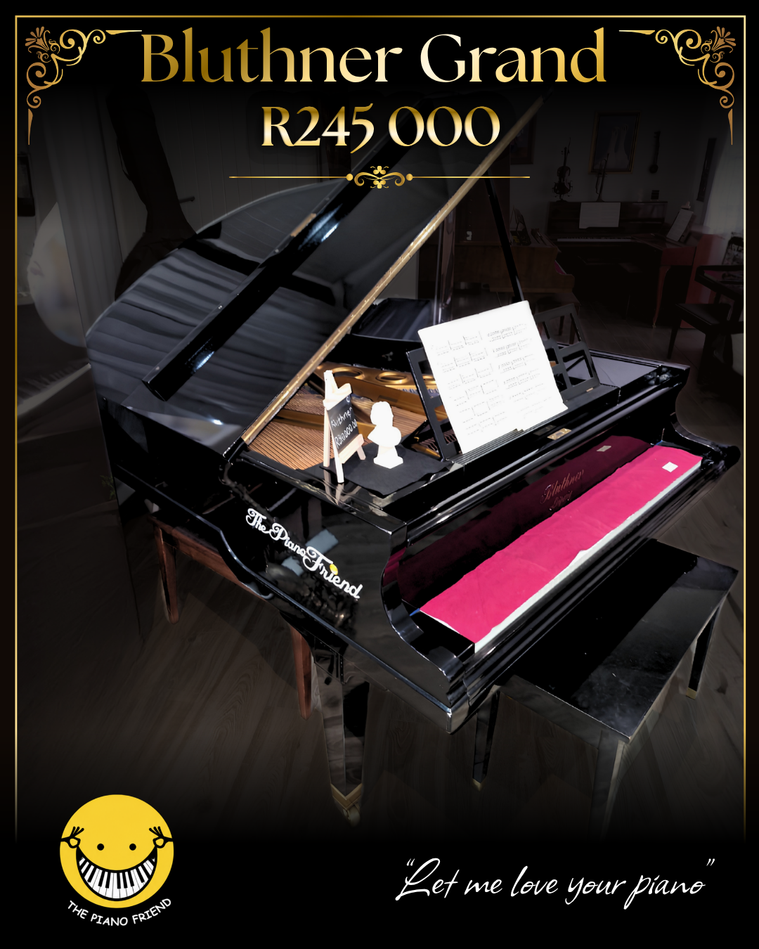 Bluthner grand piano for sale at The Piano Friend, Pretoria
